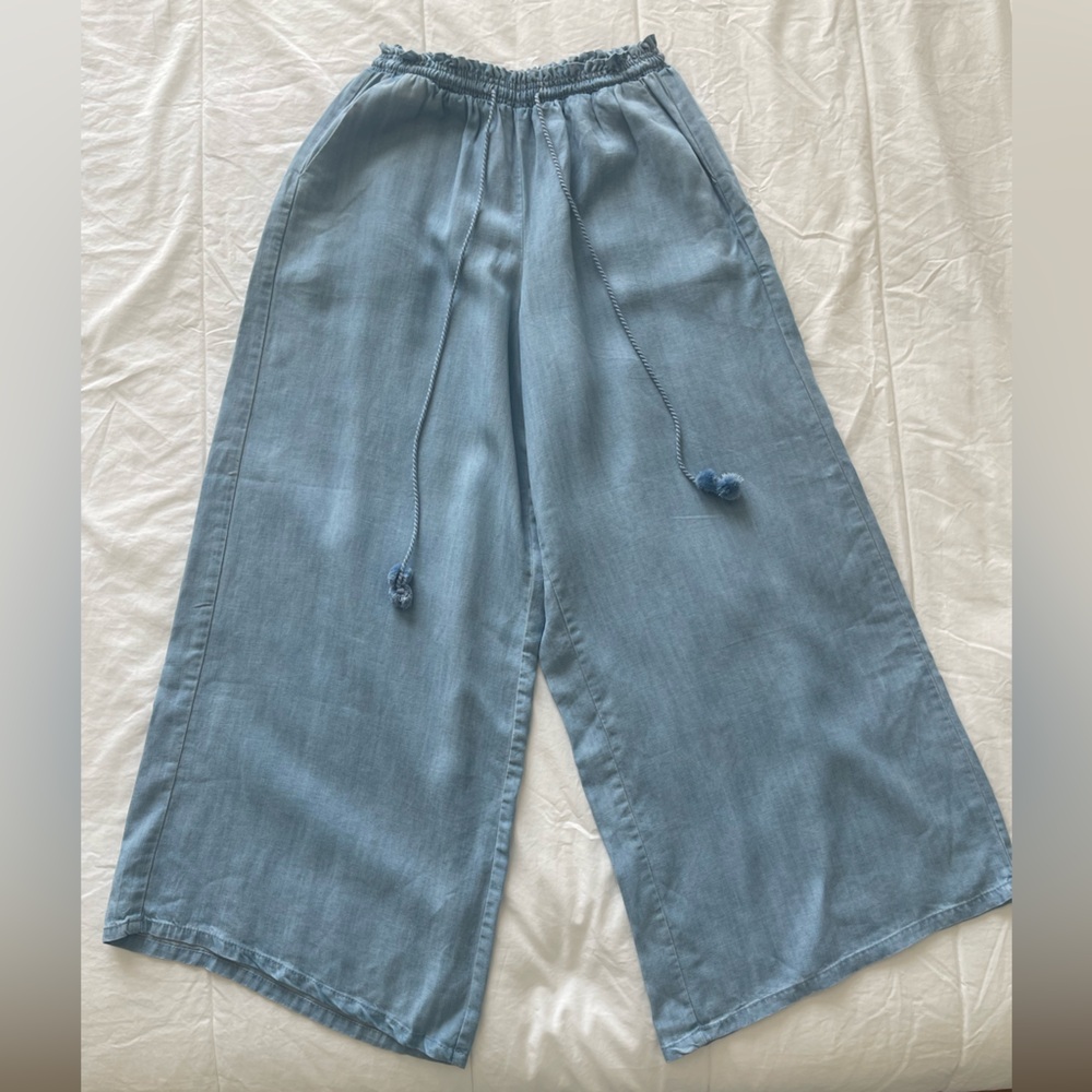 NWT Matilda Jane Over & Over Cropped Chambray Drawstring Wide Leg Pants Size S - Picture 2 of 10